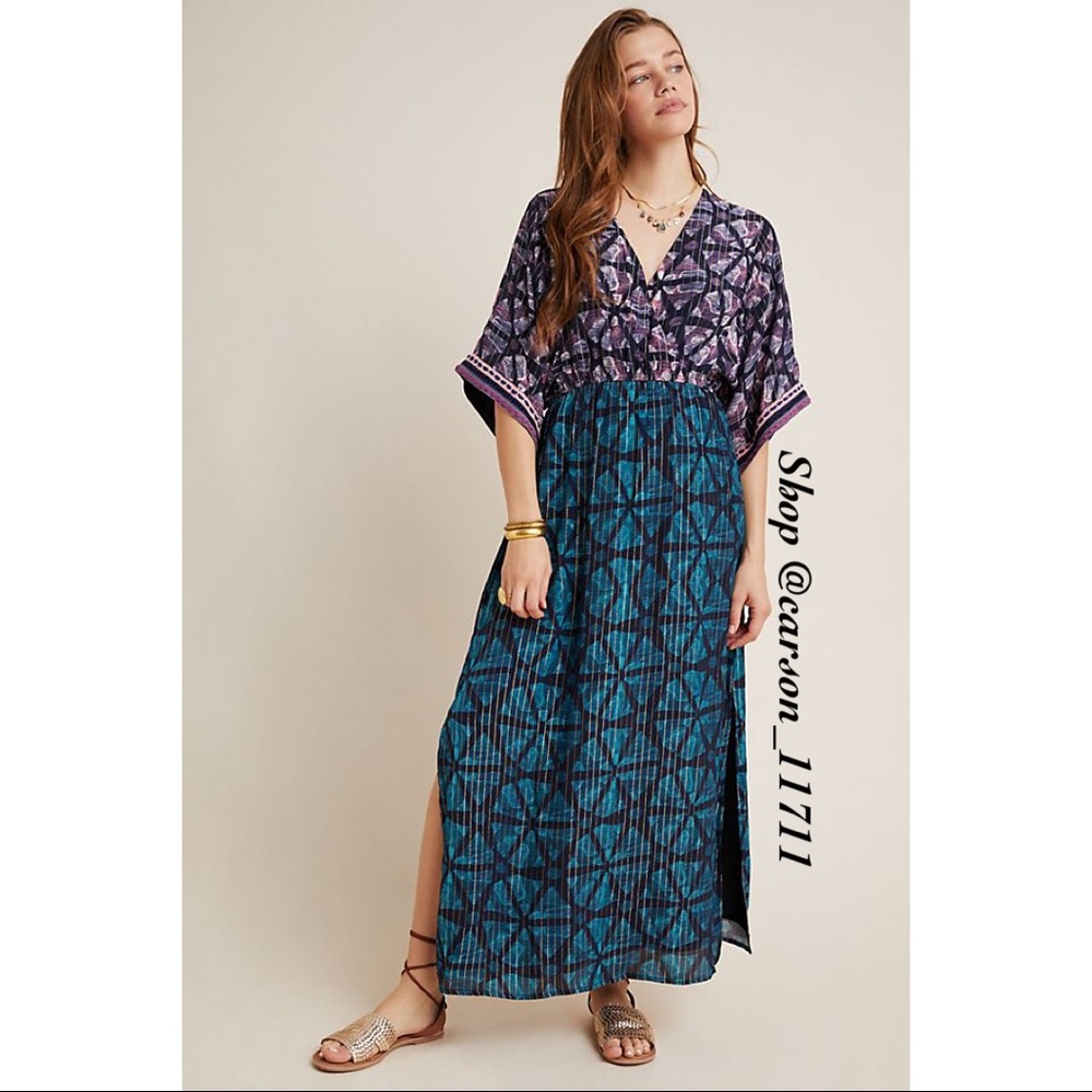 Anthropologie Purple and Blue Maxi Dress